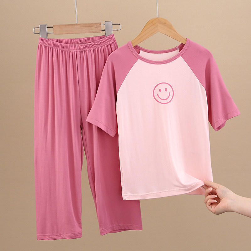 儿童莫代尔睡衣男女童春夏季薄款中大童夏天男孩女孩空调服家居服
