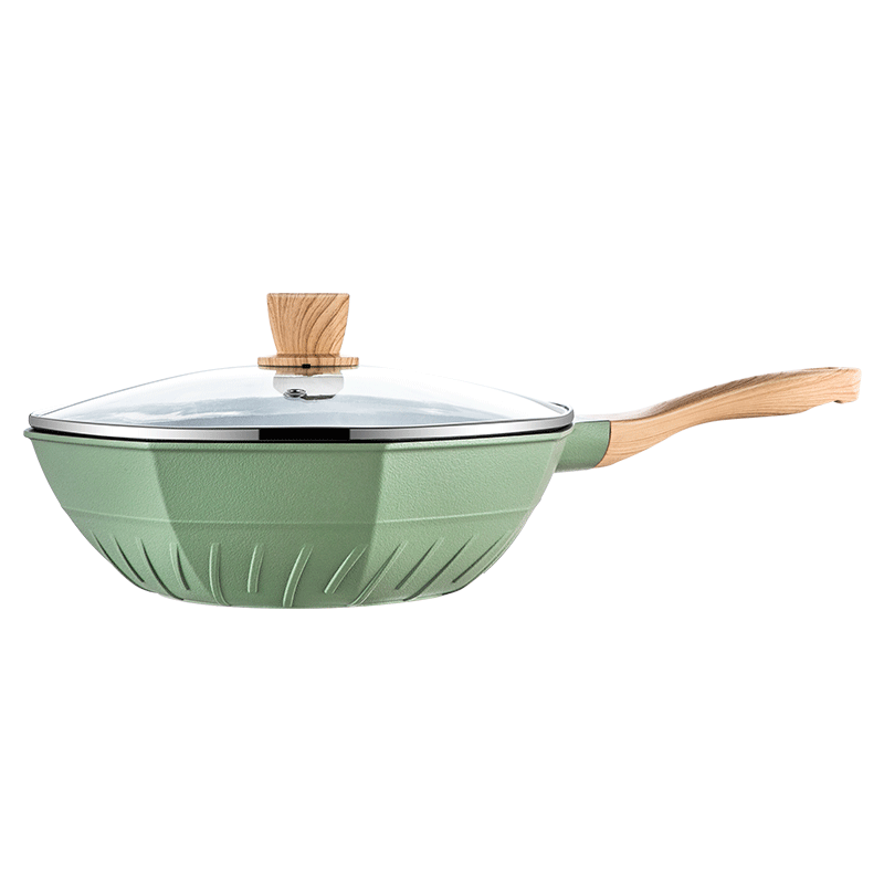 逍乐熊麦饭石家用不粘炒锅