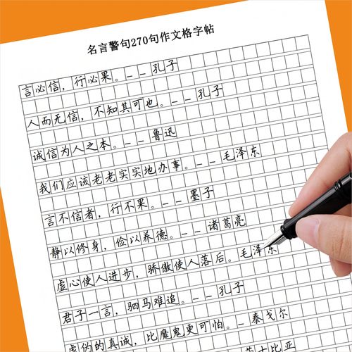 名言警句270句作文格练字帖练习本小学生专用钢笔硬笔书法练字本