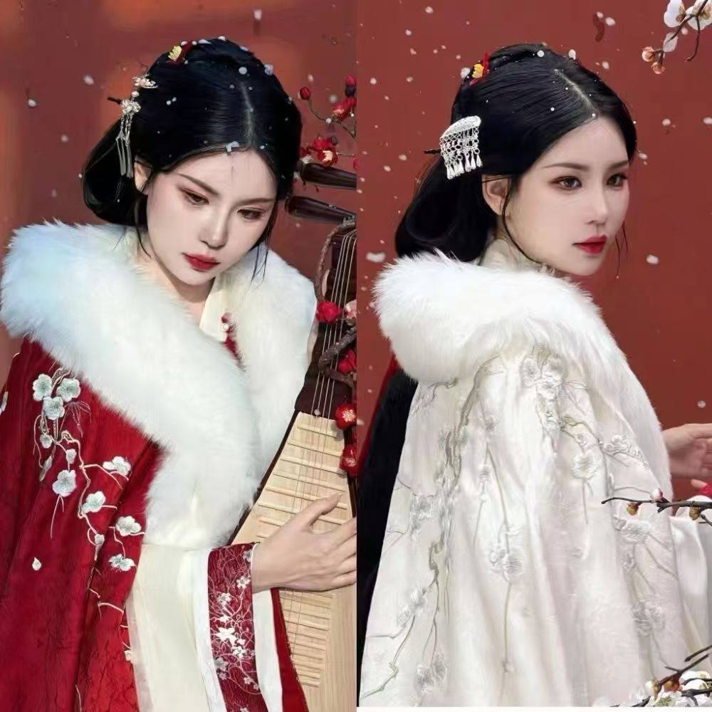 国风梅花斗篷加绒加厚保暖秋冬季毛领汉服重工刺绣披风,女装/女士精品,汉服套装,淘宝优惠券,粉丝福利购,淘宝优惠卷