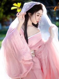 新款粉色战国袍樱落复原直裾汉服交领日常古风绝美仙气