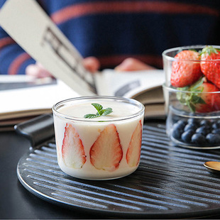 家用创意甜品玻璃杯 小清新酸奶布丁杯 耐高温透明玻璃慕斯杯