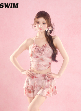 WESWIM度假风比基尼泳衣女海边度假纯欲气质小胸绝美花朵泰式温泉