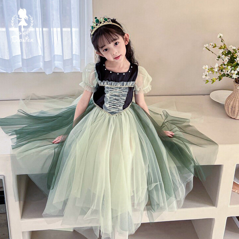 安娜公主裙女童冰雪奇缘迪士尼正版洋气cos裙子夏装儿童爱莎礼服