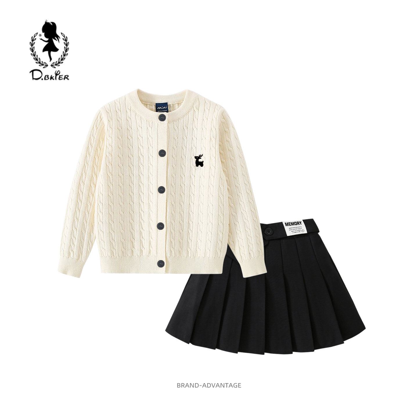 DeerBell女童套装学院风jk短裙