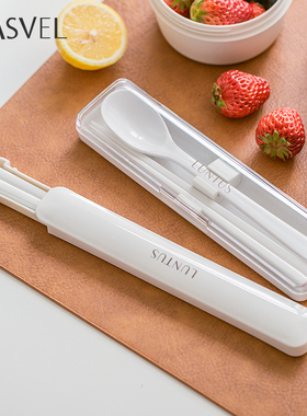 日本asvel筷子勺子套装小学生儿童上班族外带一人用收纳便携餐具