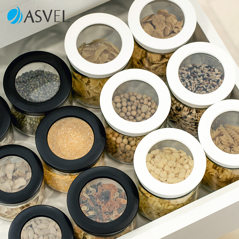 日本asvel密封罐杂粮收纳盒咖啡豆储存储物糖罐空瓶子食品玻璃罐