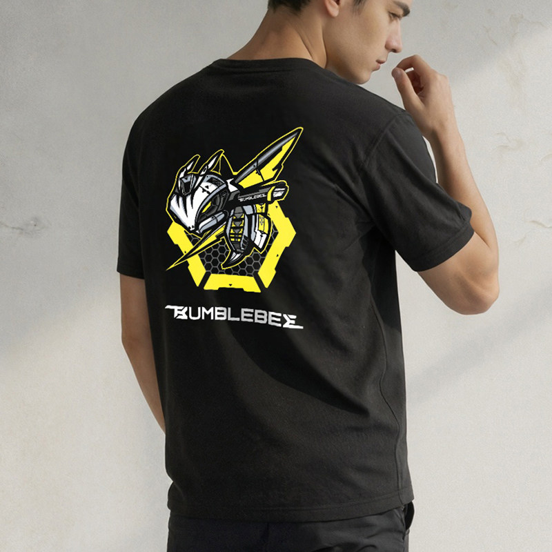 黄蜂排气改装周边硬核机械美学印花重磅纯棉短袖T恤台湾BUMBLEBEE