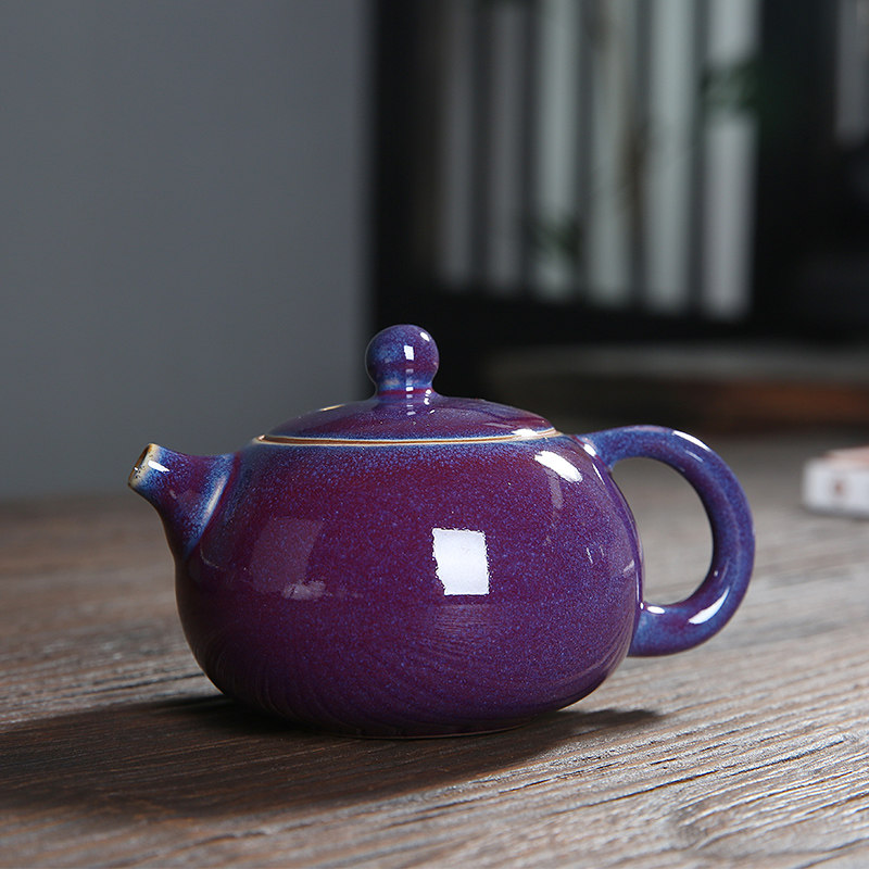 陶瓷茶壶功夫茶具小泡茶壶单个西施壶侧把壶官汝定哥钧窑开片可养