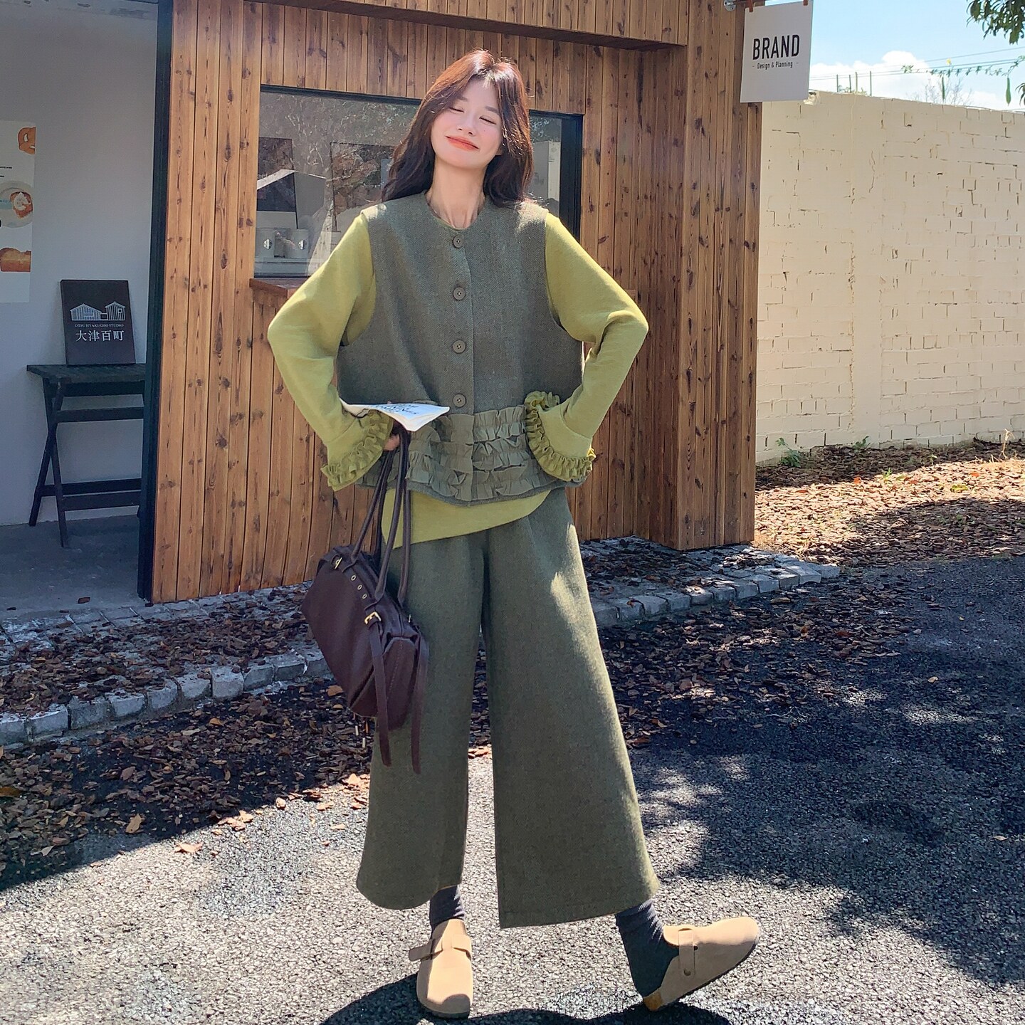 【有现货】【主推款】时尚毛呢阔腿裤套装女三件套8942-P230-K348,女装套装/套裙,浙宝176（原073）