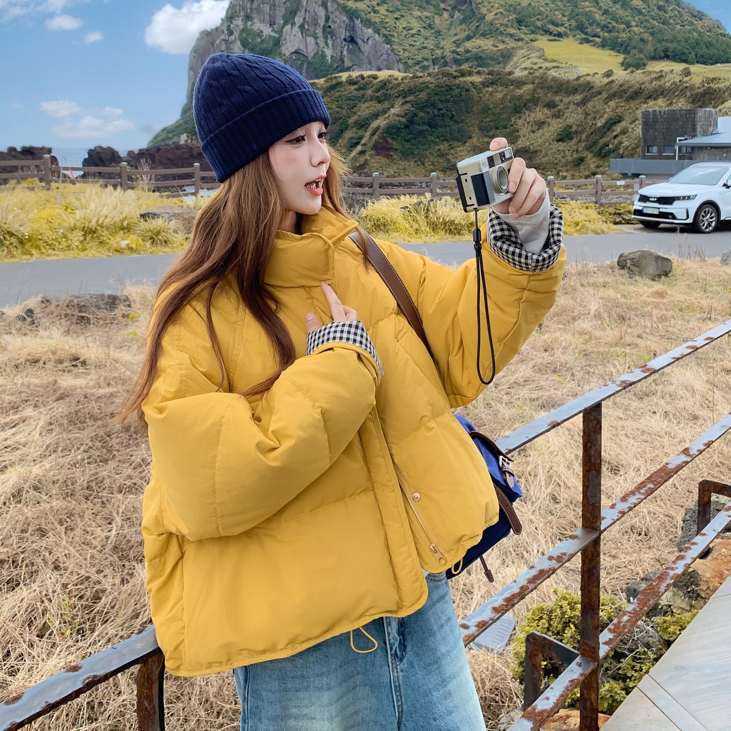 【有现货】【主推款】时尚格子拼接50羽绒服女短款895-P250-K378，女装羽绒服，浙宝176（原073）