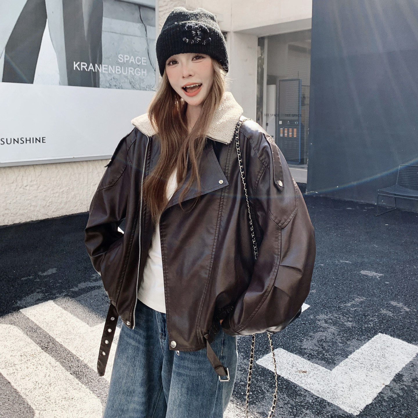 【有现货】【主推款】羊羔毛皮衣外套女加绒棉服潮8963-P180-K268,女装短外套,浙宝176（原073）