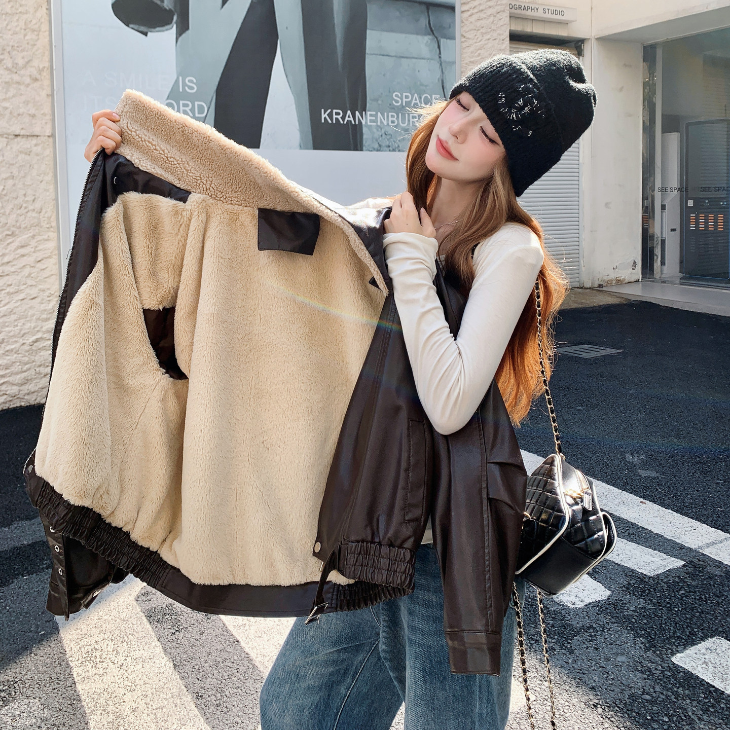 【有现货】【主推款】羊羔毛皮衣外套女加绒棉服潮8963-P180-K268,女装短外套,浙宝176（原073）