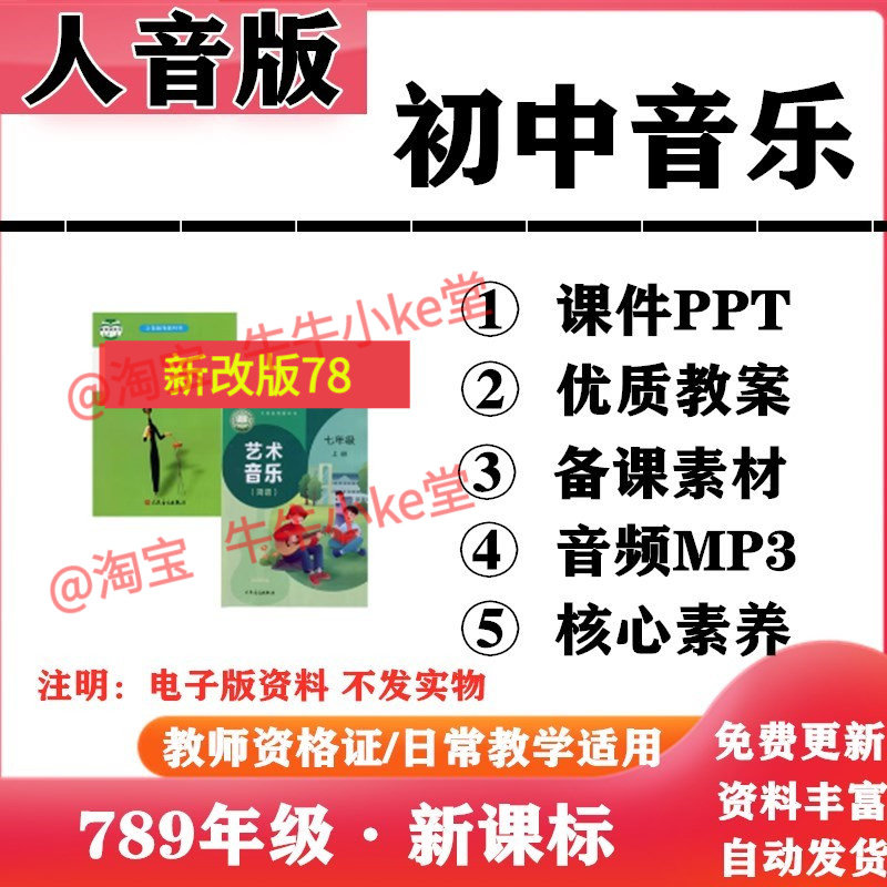 2026新改版 人音版初中音乐七年级八九年级上下册PPT课件核心素养教案教学计划伴奏音频MP3初一二三电子版