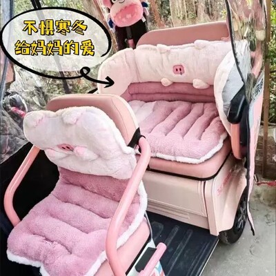 加厚保暖通用型电动三轮车后座围挡靠垫坐靠一体爱玛雅迪小鸟毛绒
