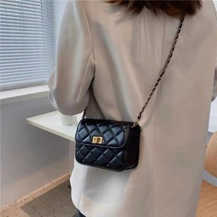 包包女2023新款夏季菱格百搭单肩斜挎包高级感链条ins迷你小方包
