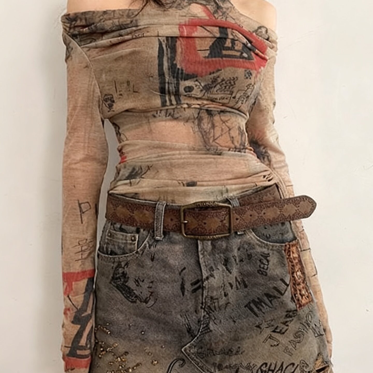 美式复古y2k腰带配饰皮带女款百搭配牛仔裤带高级感棕色宽腰带