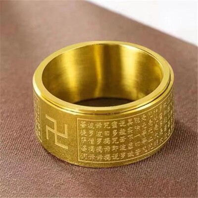 十二生肖旋转心经戒指男女银黄金情侣12号可转动创意饰品指环简约