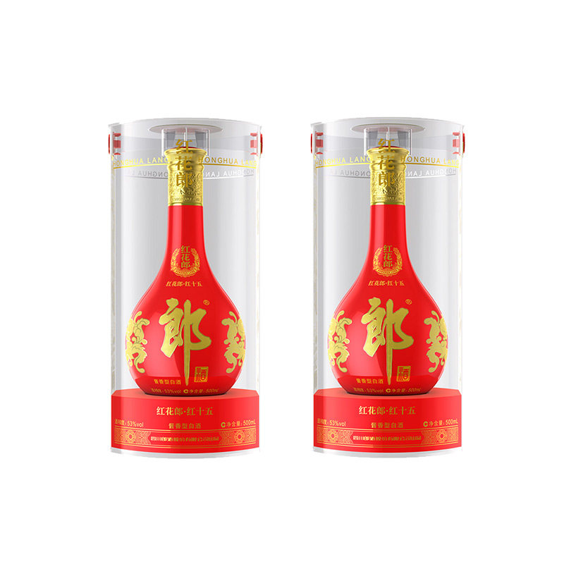 郎酒 红花郎15酱香型白酒53度红花郎十五500ml*2瓶商务高端白酒