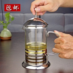 冲茶器美式 不锈钢咖啡壶法压壶不锈钢玻璃过滤杯滤压式 家用办公室