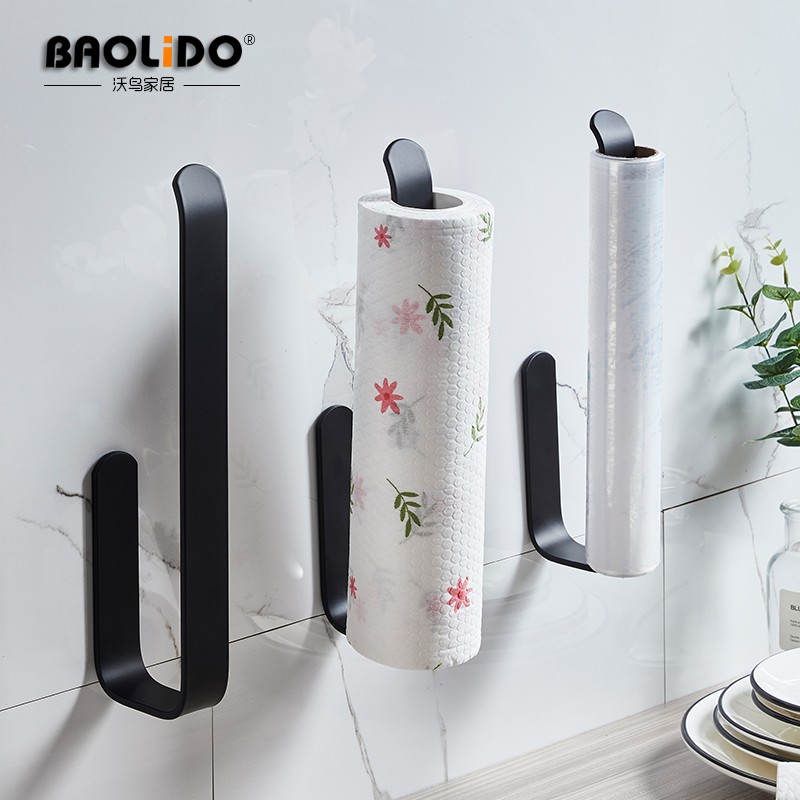 厨房纸巾架用纸挂架免打孔橱柜保鲜膜吸油纸卷纸收纳置物架壁挂式