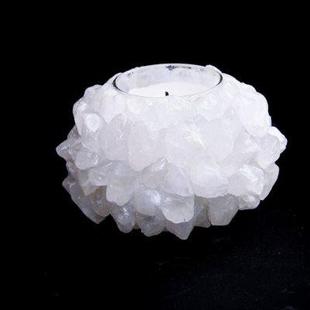 天然白水晶碎石粘貼蠟燭臺創(chuàng)意家居裝 飾用品
