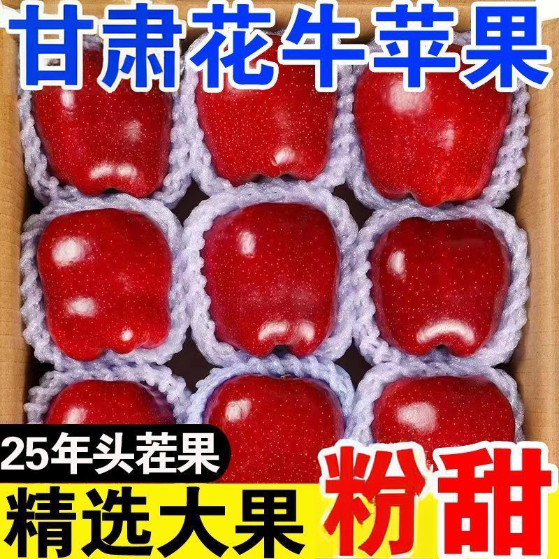 甘肃天水花牛苹果新鲜当季9斤蛇红苹果粉面脆甜孕妇节日水果整箱