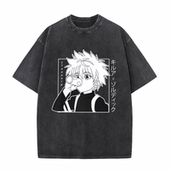 原宿嘻哈街头纯棉T恤水洗复古日本动漫全职猎人Hunter Hunter潮