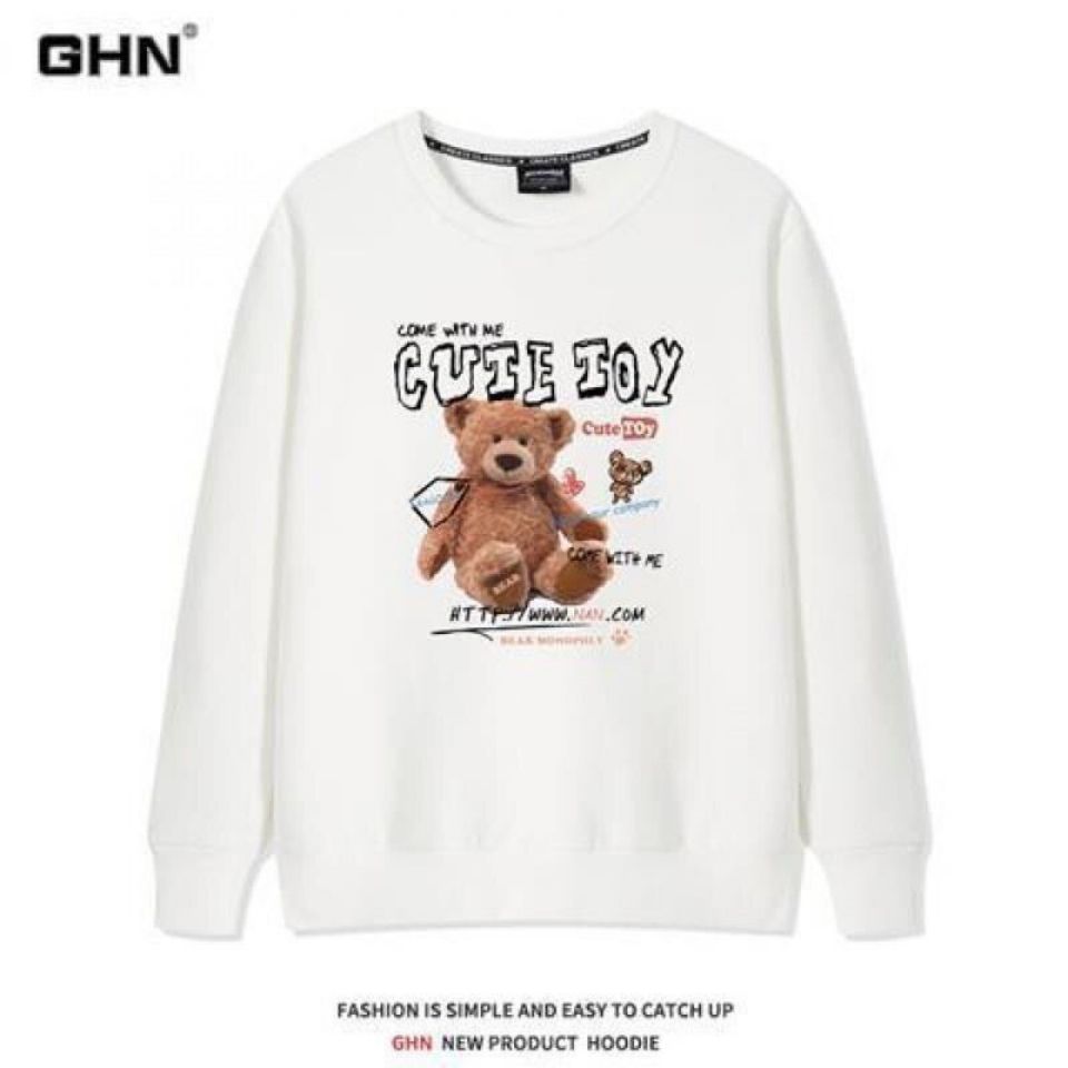 祺祺一佳刘耀文同款衣服小熊卫衣男女潮牌宽松加绒秋冬季长袖外套