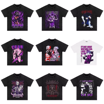 日本动漫Jujutsu Kaisen咒术回战水洗做旧复古T恤短袖圆领男高街