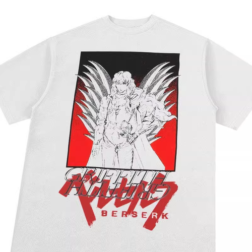 花可美新款剑风传奇日系复古动漫印花休闲短袖圆领t-shirt男