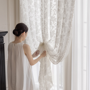 法式浪漫镂空白色隔晒窗帘纱2025年新款客厅阳台透光不透人纱帘