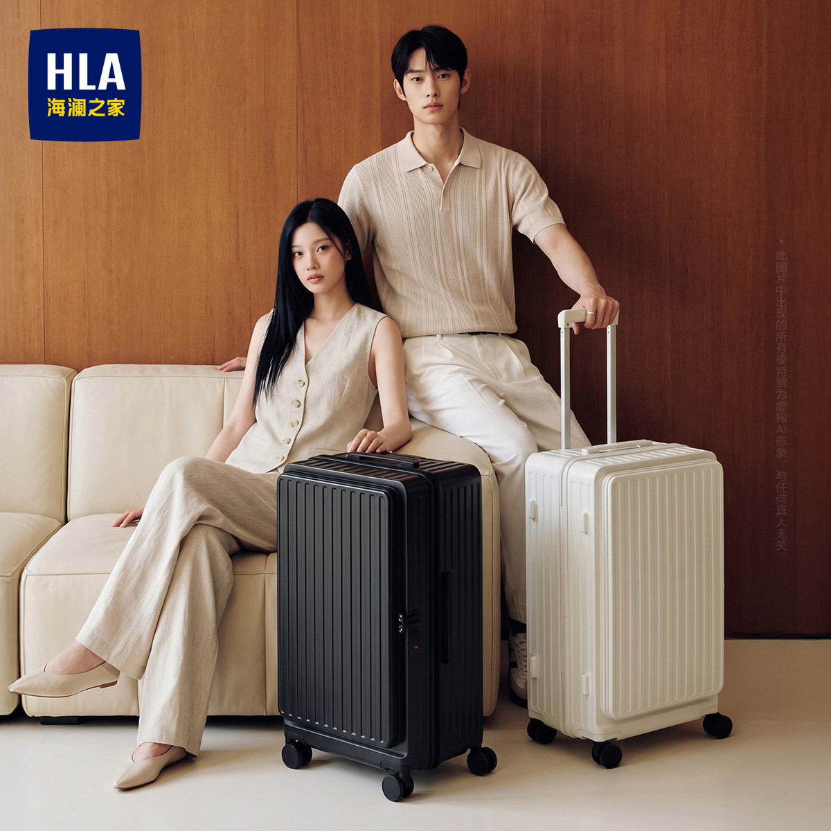 HLA/海澜之家大容量行李箱20寸女可扩容旅行侧开盖拉杆箱24男深仓图片