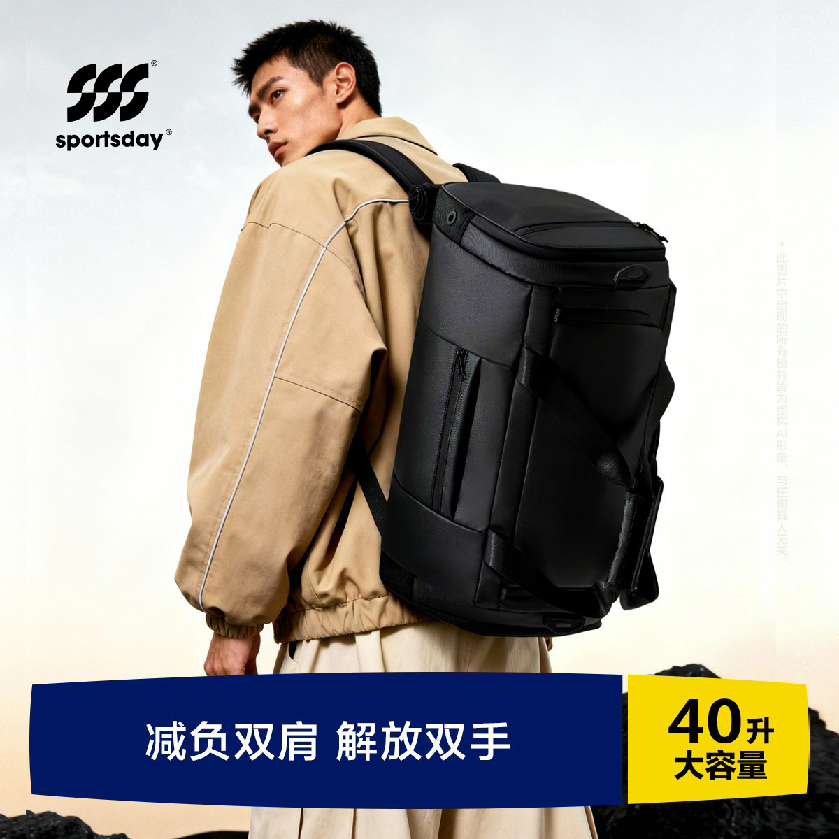 HLA/海澜之家旅行包男士大容量多功能手提背包出差旅游运动健身包