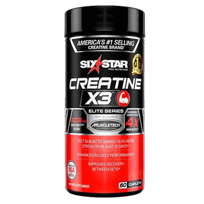 SIXSTAR X3 creatine strength improves recovery 60 caplets