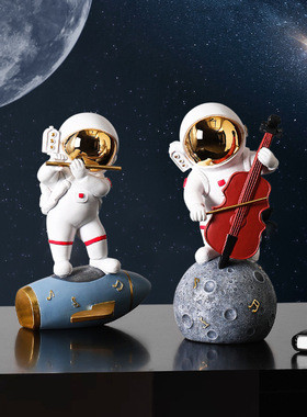创意乐队太空人宇航员桌面摆件客厅家居装饰树脂工艺品礼物