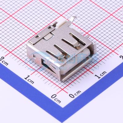 USB连接器 906-351A1012D10200 插件 A/F90度侧插13.65铁壳外弯内