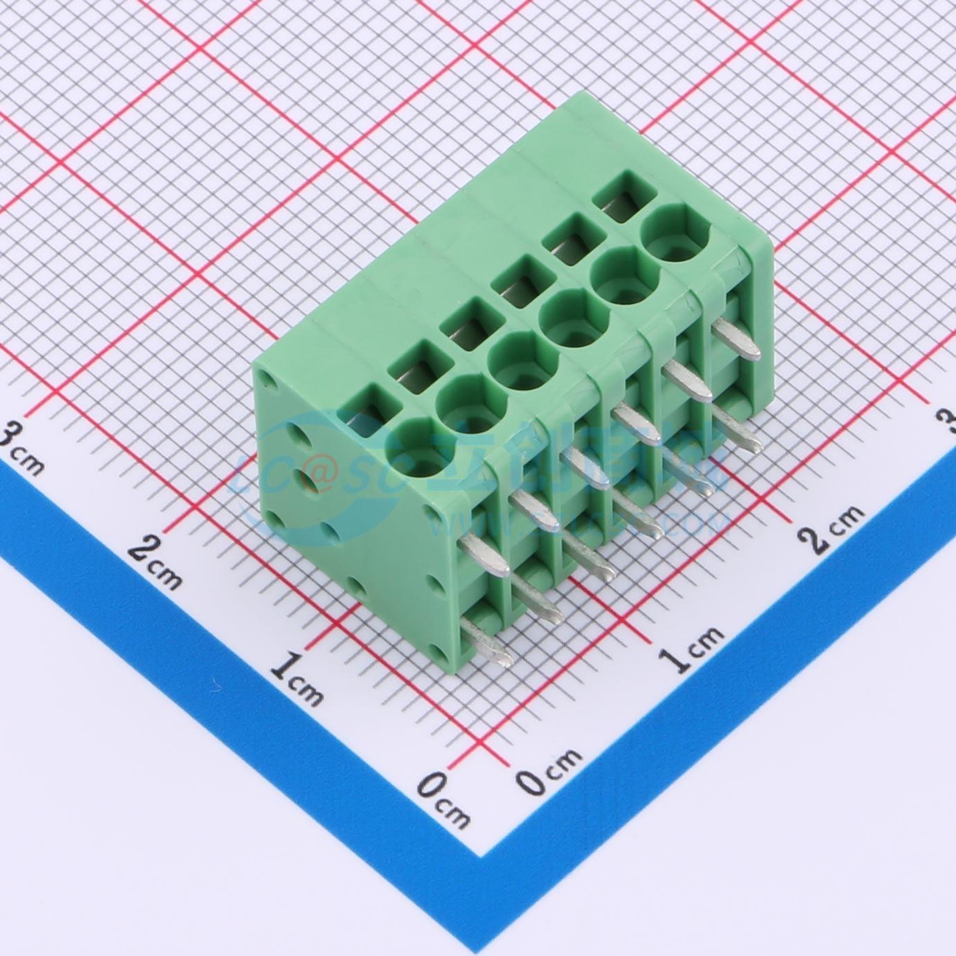 弹簧式接线端子 MX205R-3.5-06P-GN01-Cu-A 插件,P=3.5mm 1x6P 3.