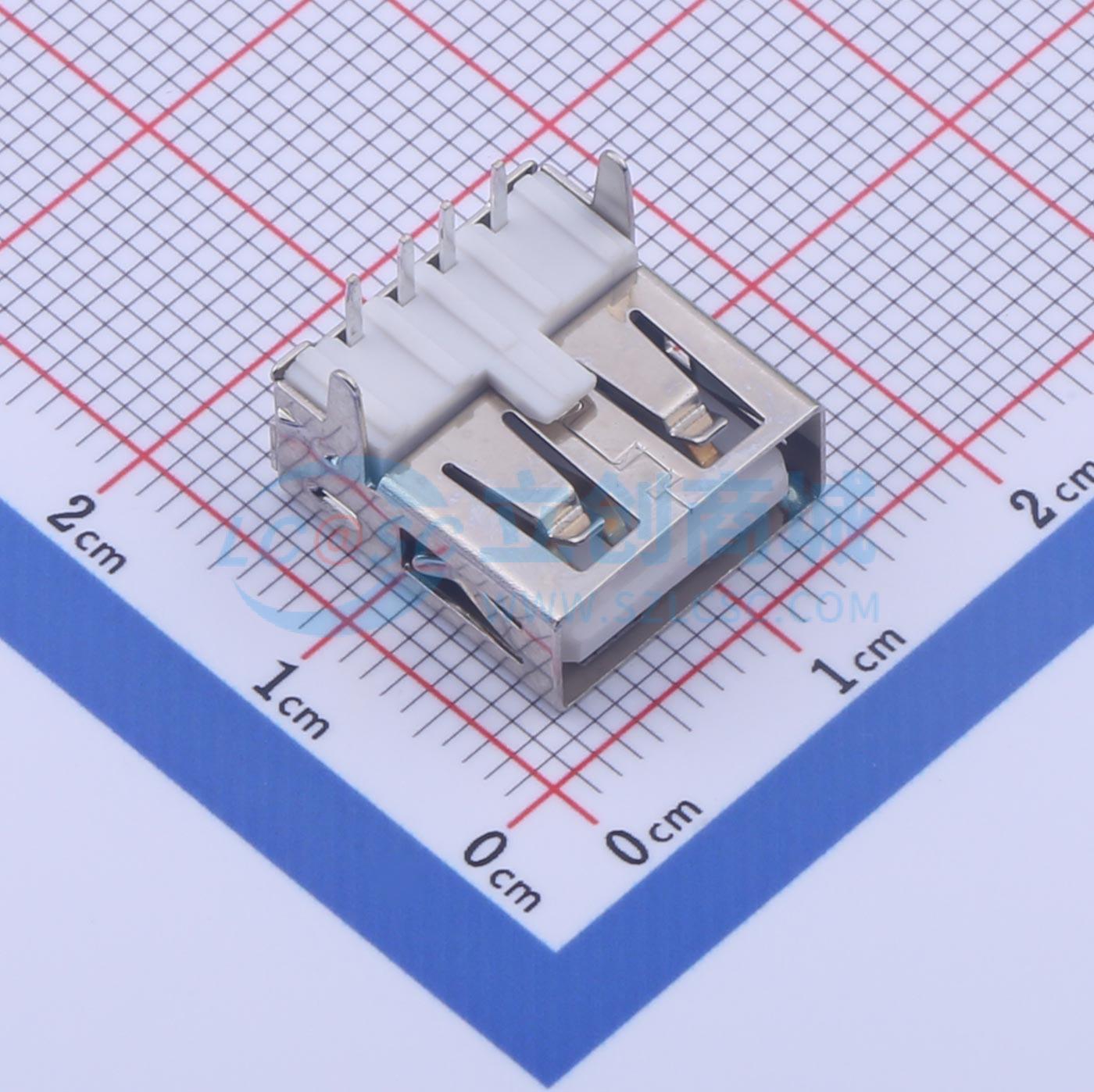 USB连接器 902-242A1011D10100 插件 内扣直脚无边内弹铜壳T型PBT
