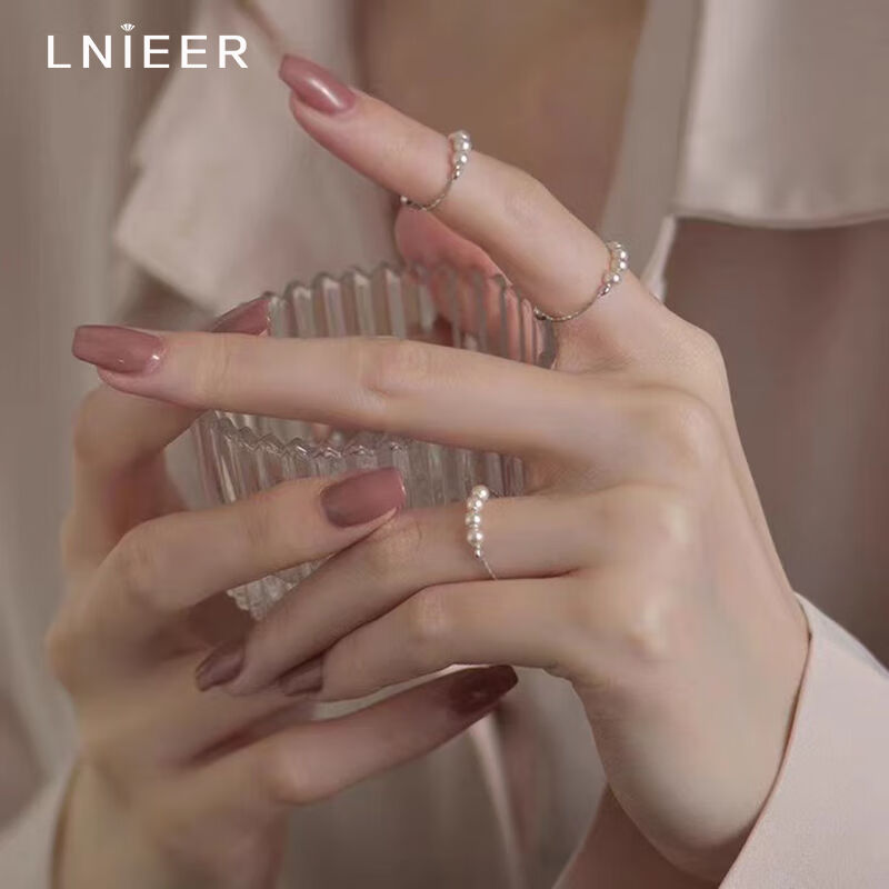 Lnieer925银戒指女小众设计珍珠冷淡风高级复古ins潮食指开口调节