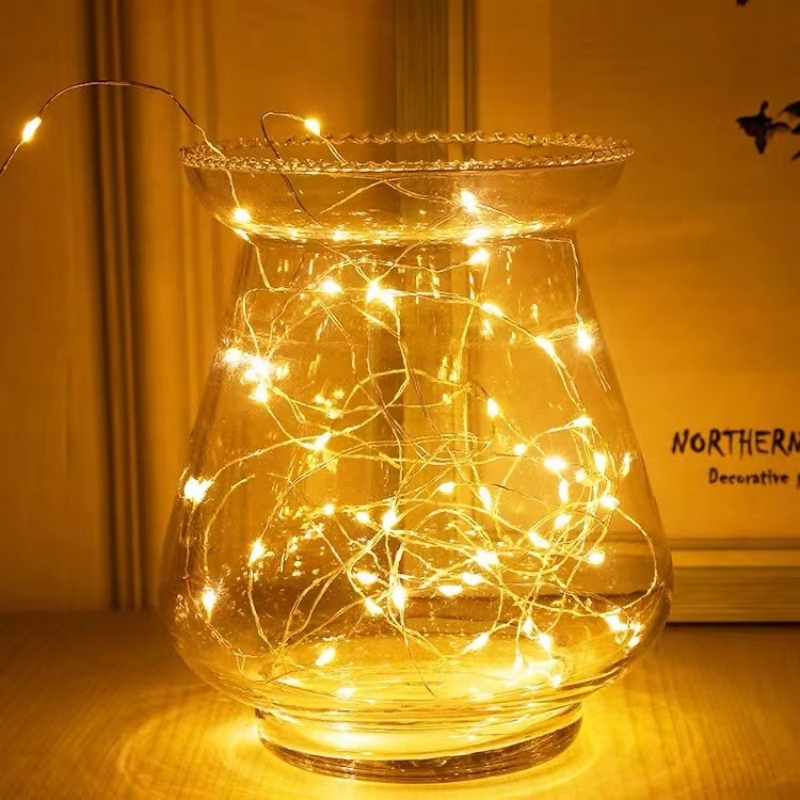 圣诞树装饰铜线灯led太阳能铜丝灯星星彩灯闪灯串灯满天星电池灯