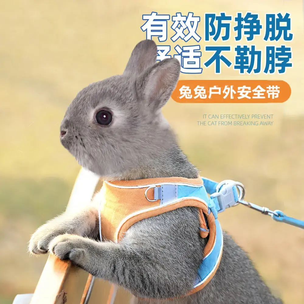 兔子牵引绳防挣脱遛小兔子专用神器背心式可伸缩外出的衣服溜绳子