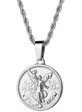 天使翅膀银色钛钢吊坠情侣毛衣链