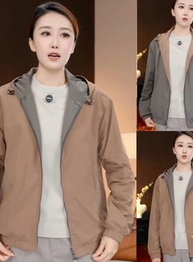 雅心Eicalonce 高品质时尚百搭纯色设计高级双面连帽飞行员夹克