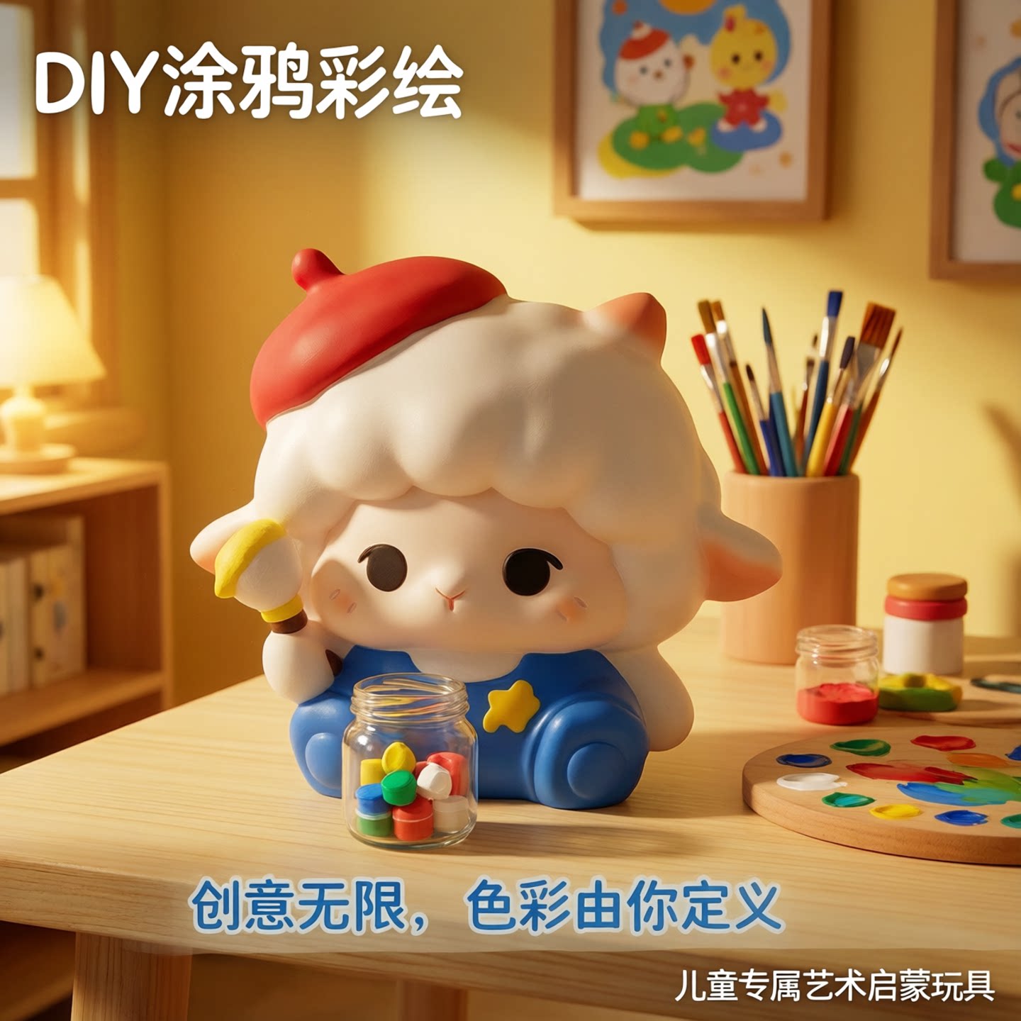石膏娃娃涂色海绵宝宝派大星大号创意玩具存钱罐儿童diy涂鸦彩绘