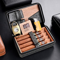 茄龙（CIGARLOONG）雪茄盒便携式雪茄剪三件套装防风打火机古巴烟
