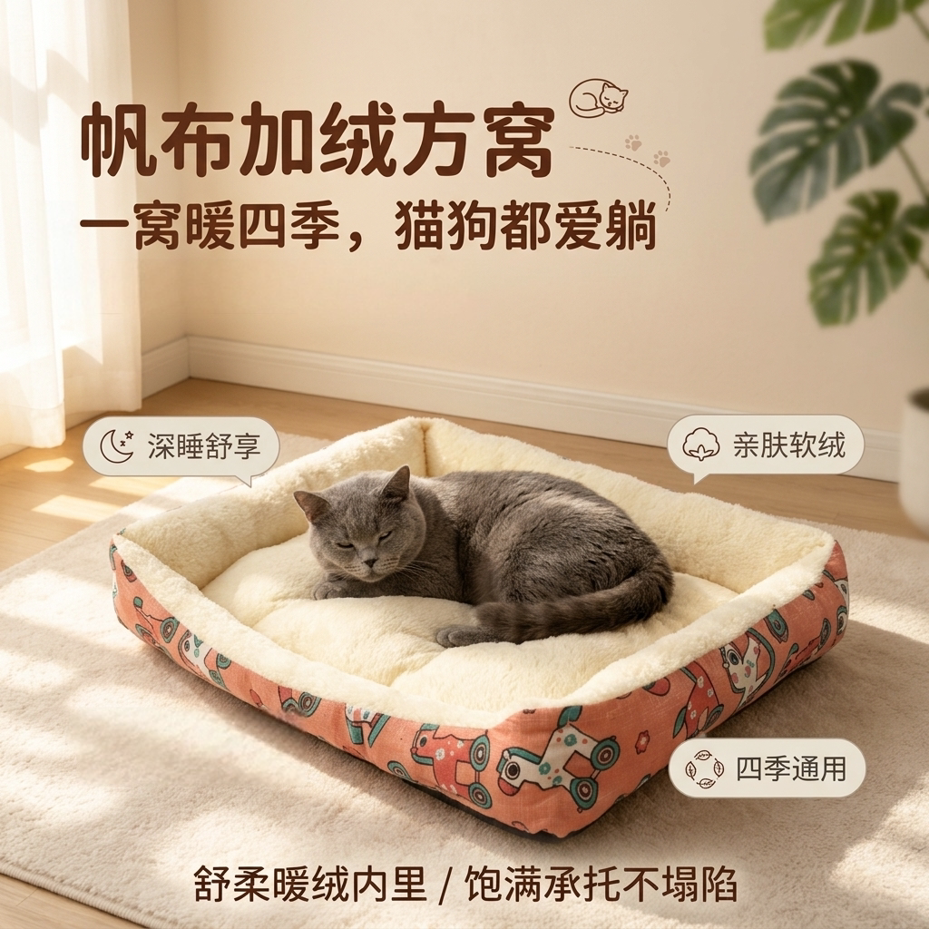 狗窝四季通用冬季猫窝夏天宠物狗狗加绒睡垫帆布宠物窝自由躺睡