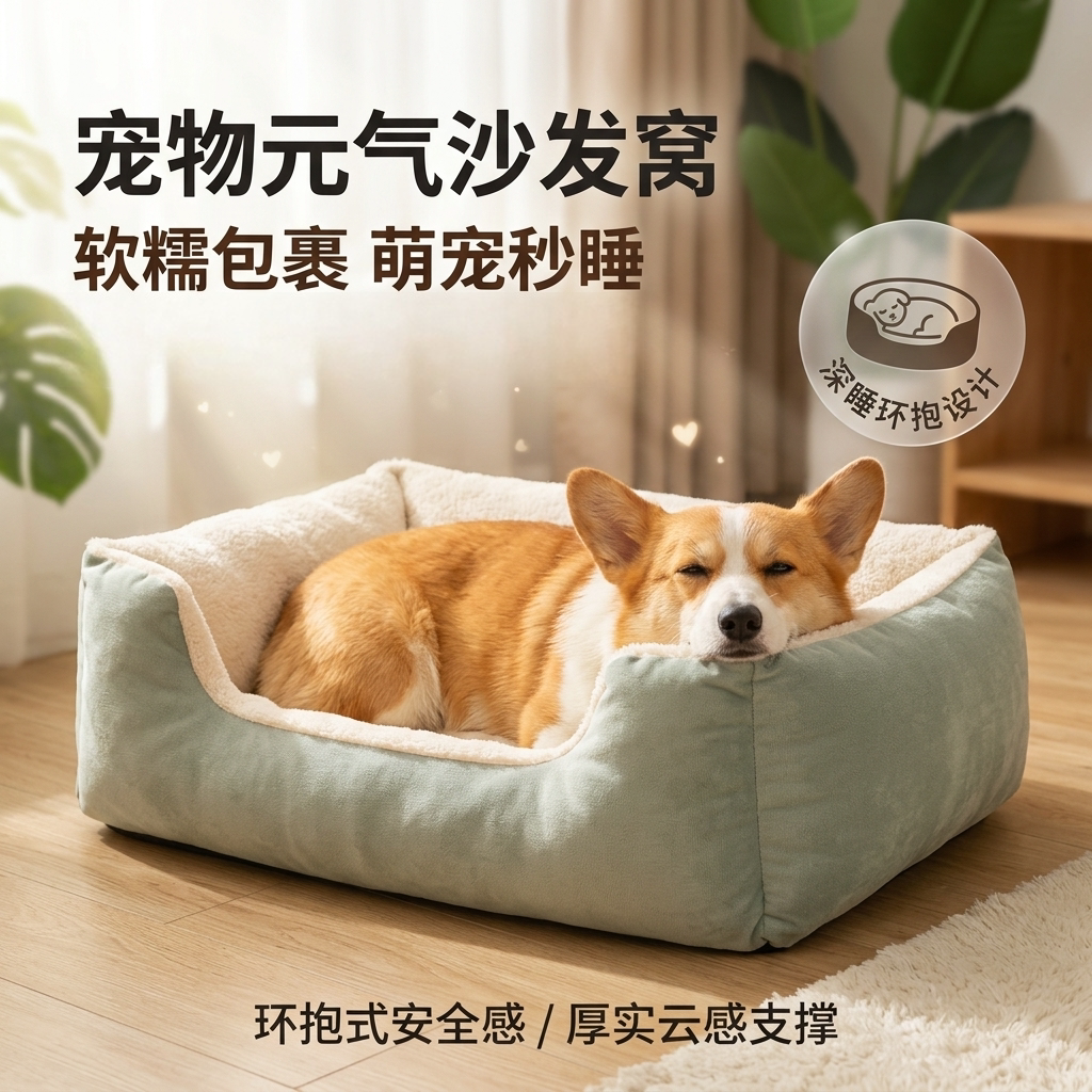 加大加厚狗窝四季通用可拆洗冬季保暖加绒猫窝沙发窝方形宠物床垫
