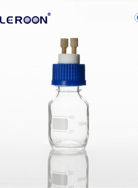 25ml 50ml透明 棕色流动相玻璃试剂瓶 蓝盖试剂瓶 GL32口GL45流动相带PEEK接头密封瓶盖 接1/8 1/16管可定制