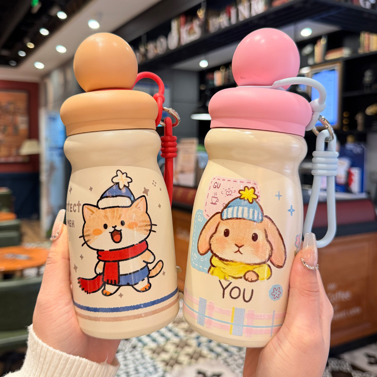 可爱少女心保温杯女生高颜值茶水分离泡茶杯小学生上学水杯吸管杯